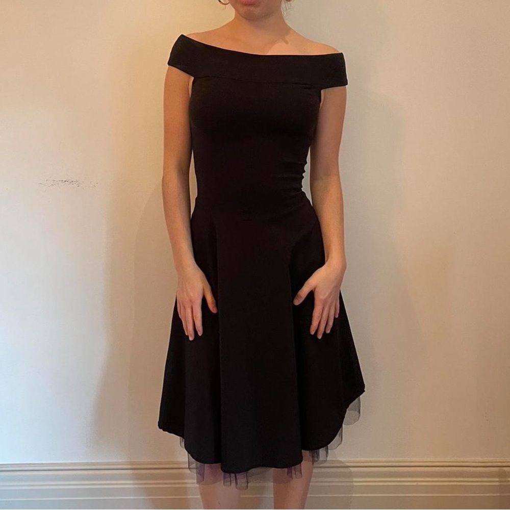 Le Chateau Black Off-Shoulder Dress